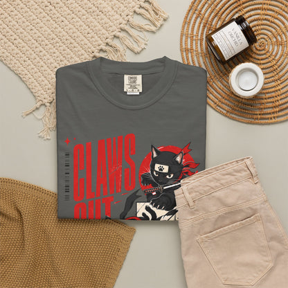 Claws Out Cat Graphic T-Shirt — Retro Ninja Kitties Tee