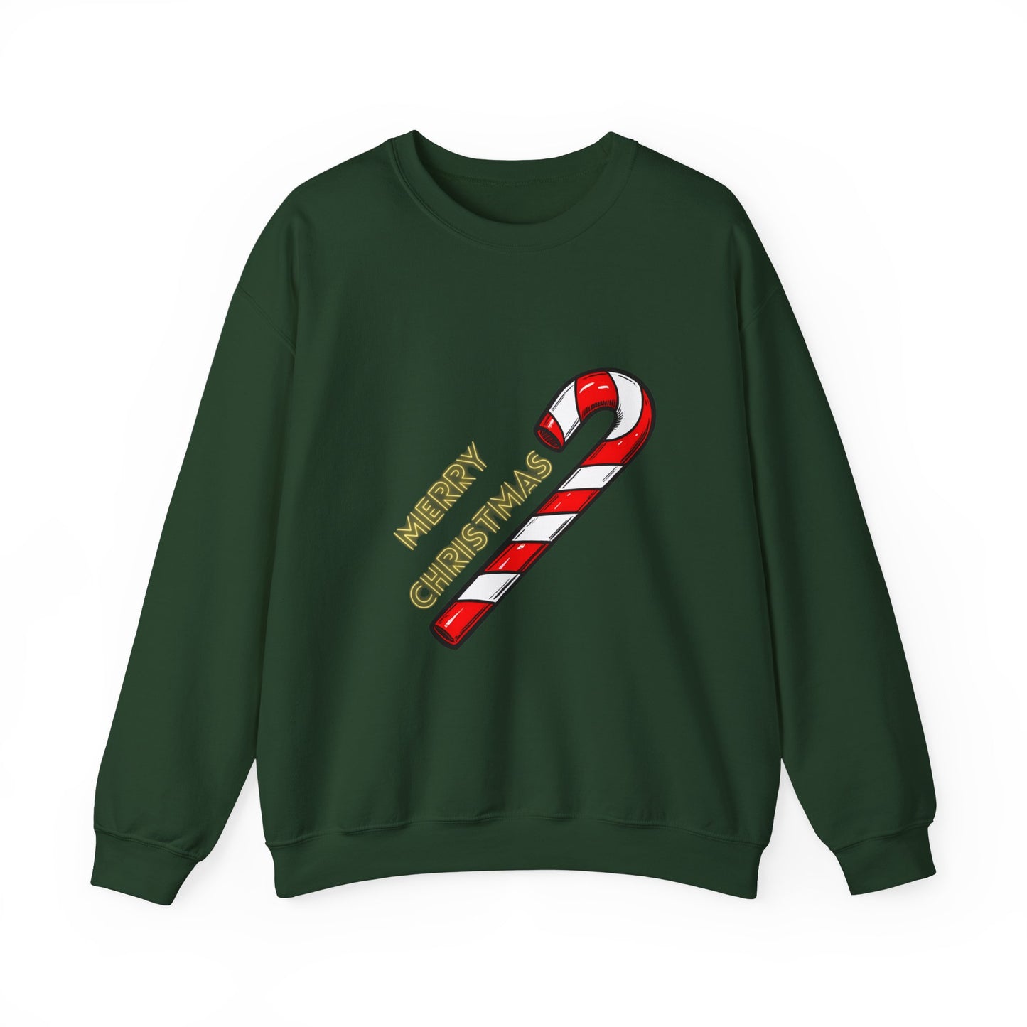 Christmas Candy Cane Crewneck Sweatshirt — "Merry Christmas" Holiday Sweater