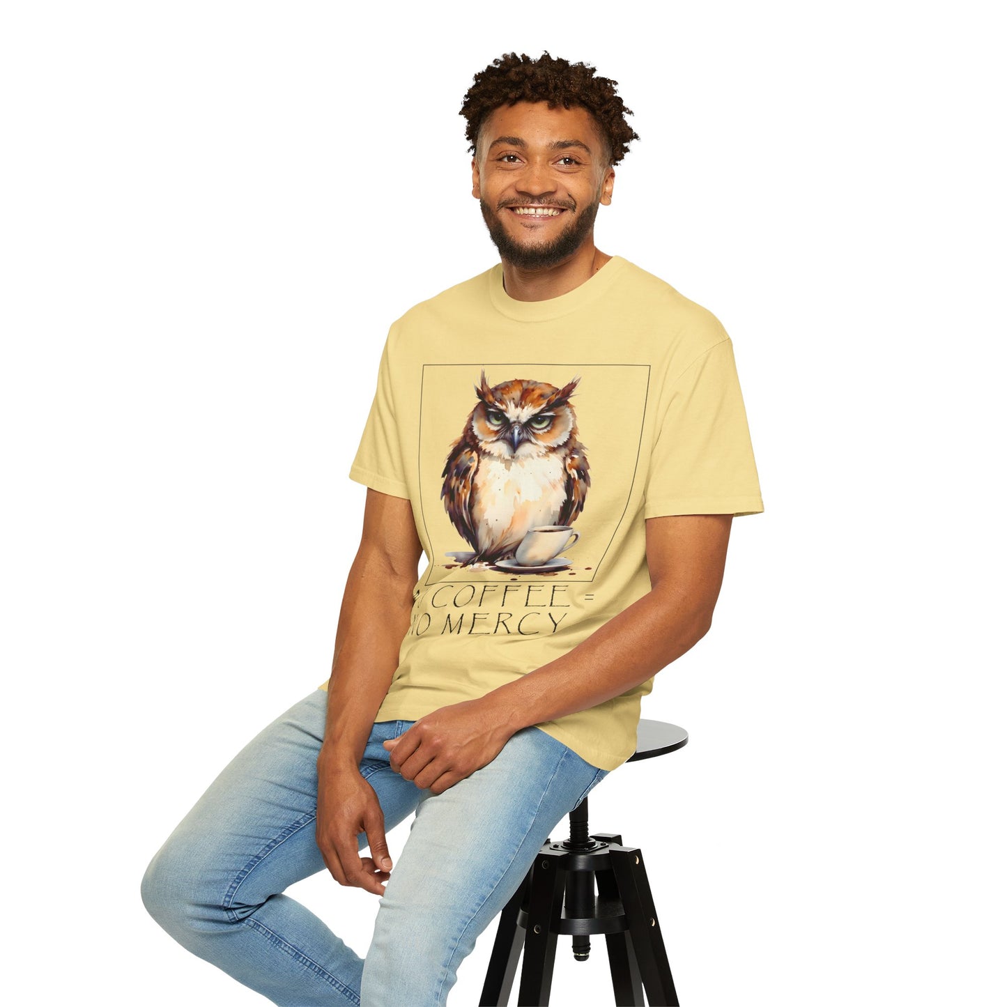 Owl Coffee T‑Shirt — "No Coffee No Mercy" Graphic Tee