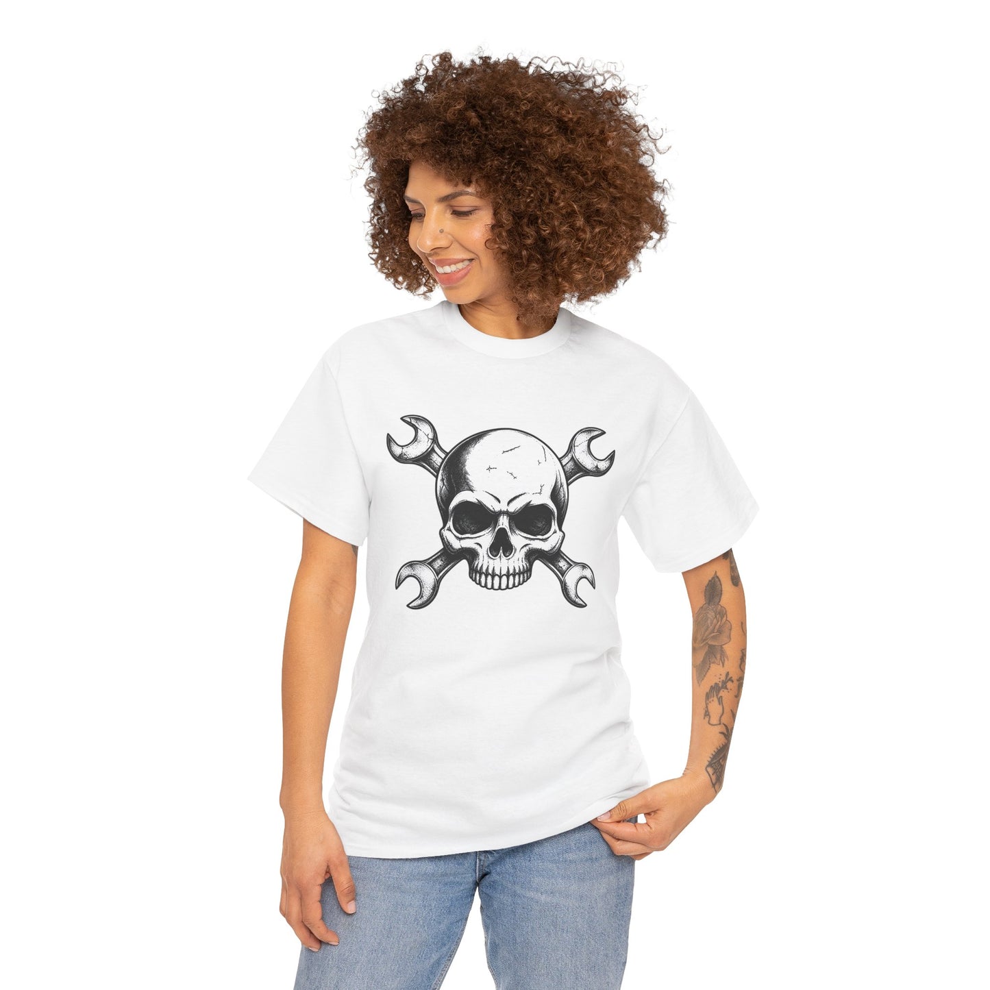 Mechanic Skull Tee — Wrench Crossbones Graphic T-Shirt