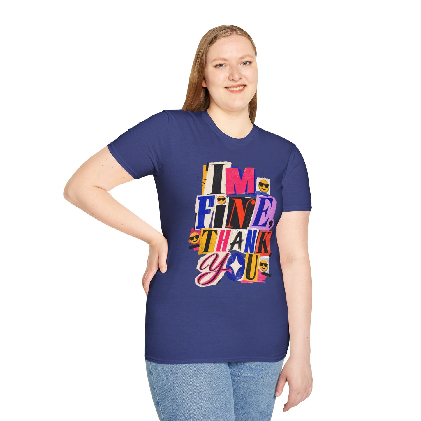 T-Shirt — "I'M FINE, THANK YOU" Retro Collage Graphic Tee