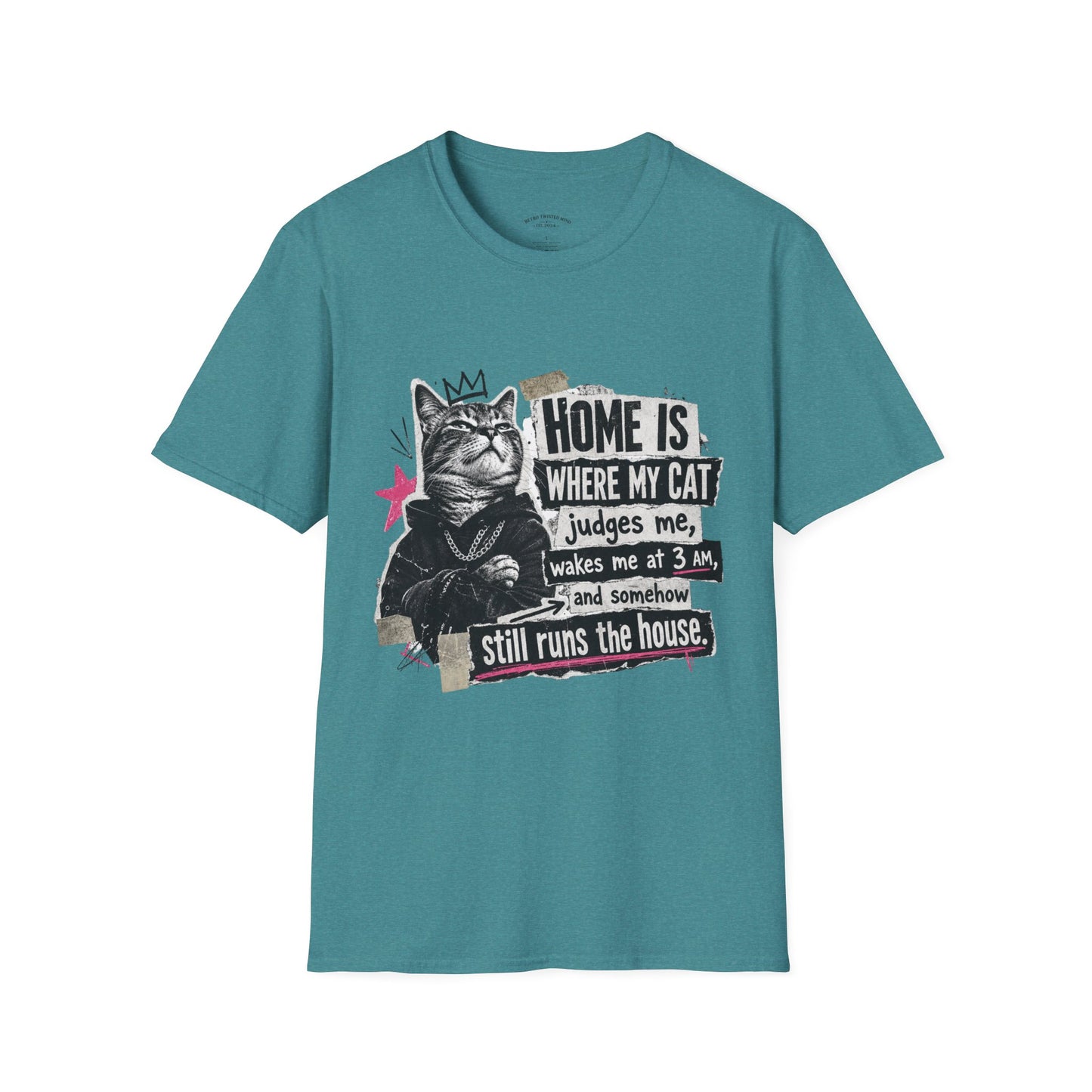 Cat T-Shirt — "Home Is Where My Cat Judges Me" Funny Graphic Tee