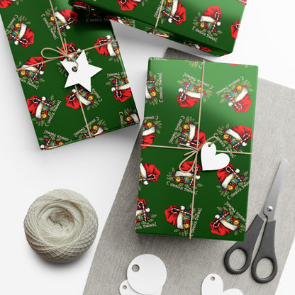 Christmas Santa Gift Wrap Paper — Festive Green Holiday Wrapping Sheets