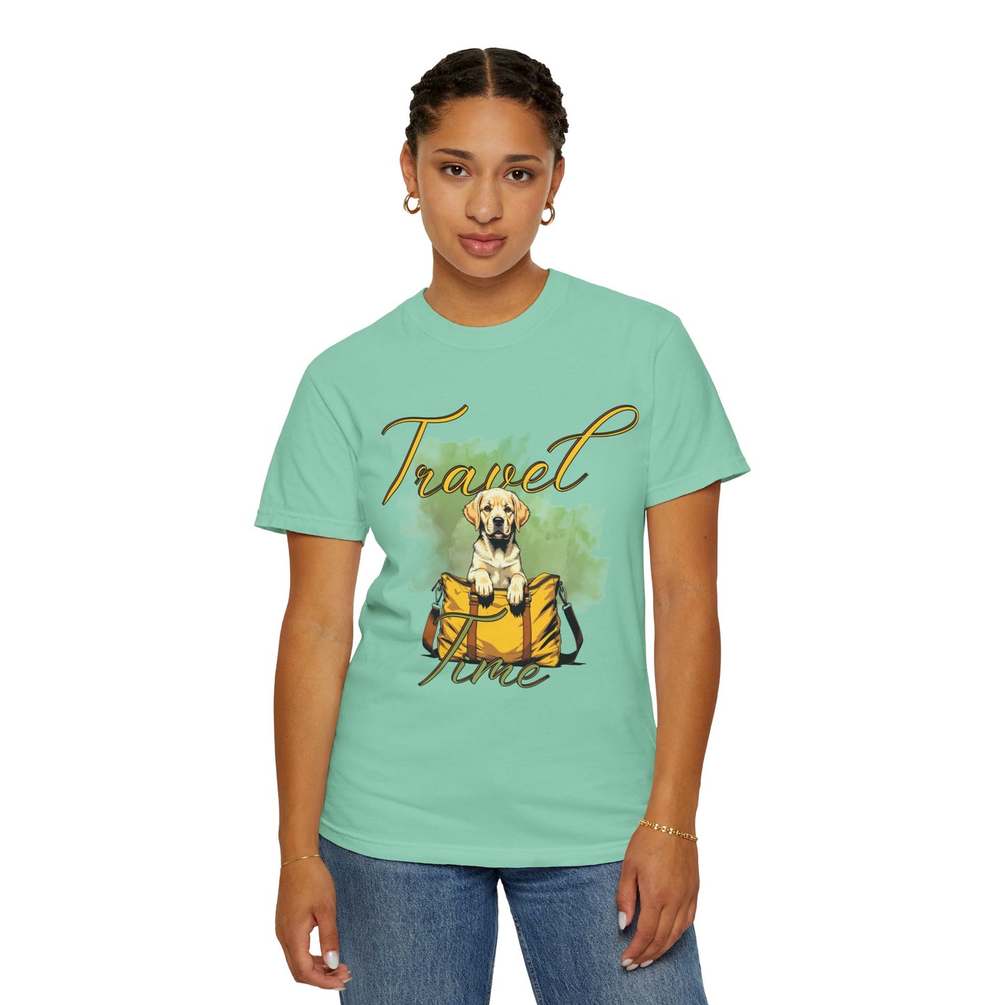 Travel Time Dog T-Shirt - Unisex Garment-Dyed Tee for Pet Lovers