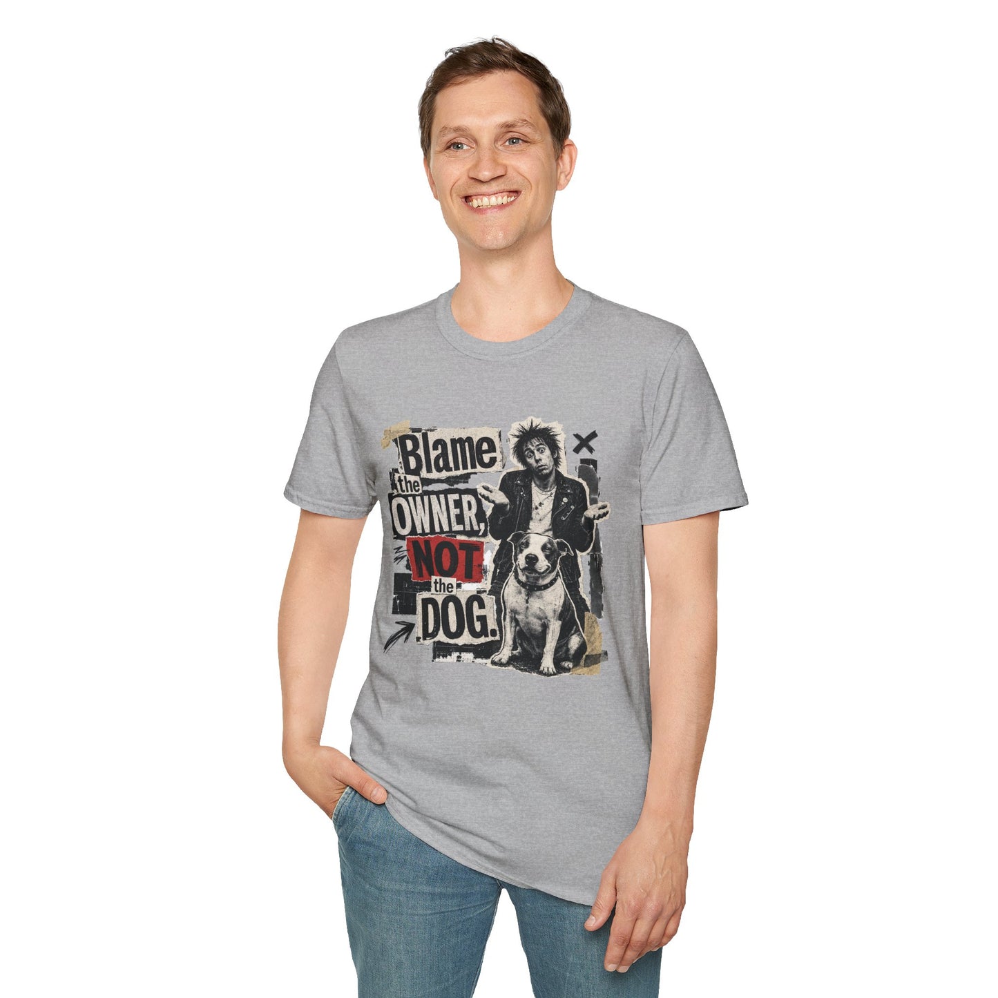 Blame the Owner Not the Dog T-Shirt - Funny Punk Dog Graphic Tee