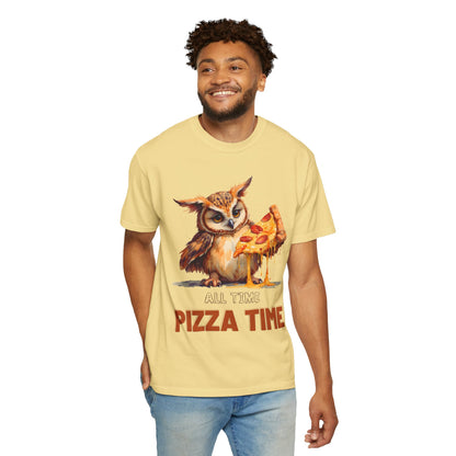 Pizza Time Owl T-Shirt — Cute Owl Eating Pizza Graphic Tee