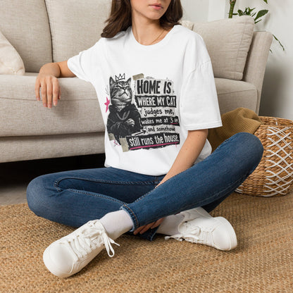 Cat T-Shirt — "Home Is Where My Cat Judges Me" Funny Graphic Tee