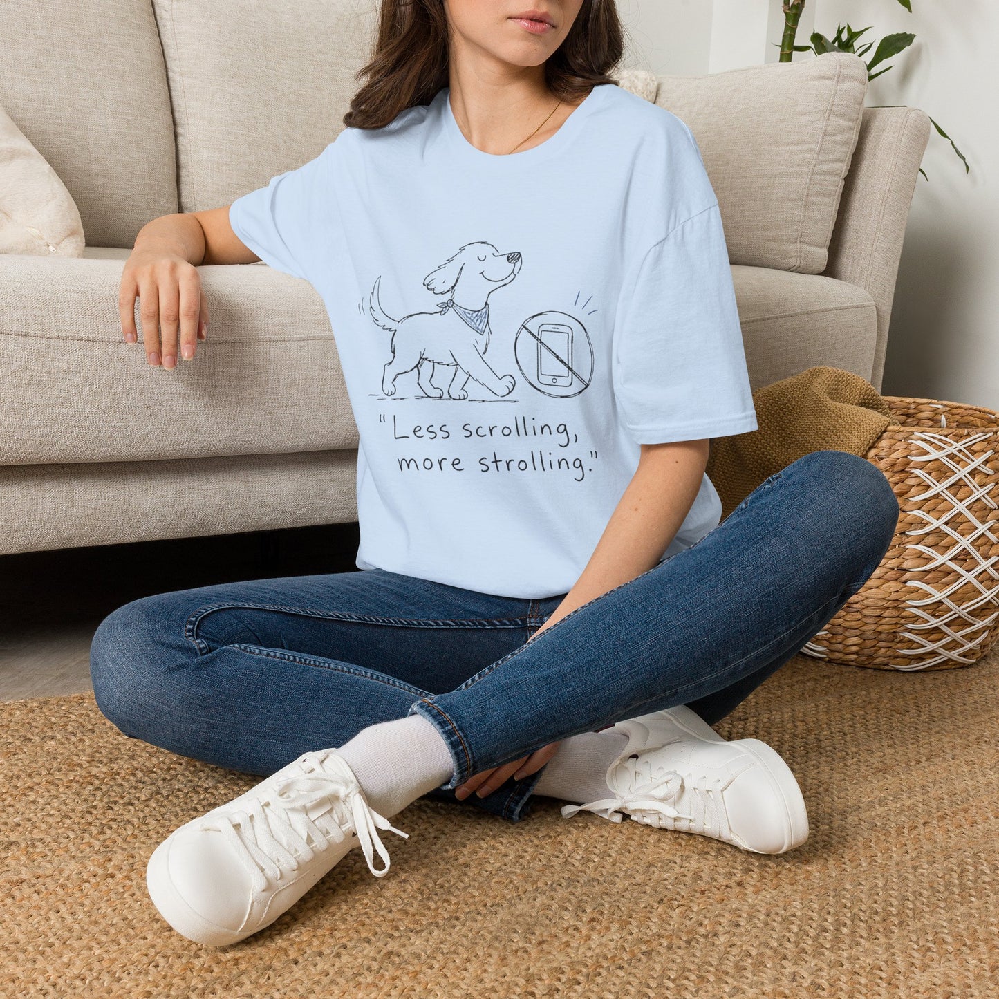Less Scrolling, More Strolling Dog T-Shirt