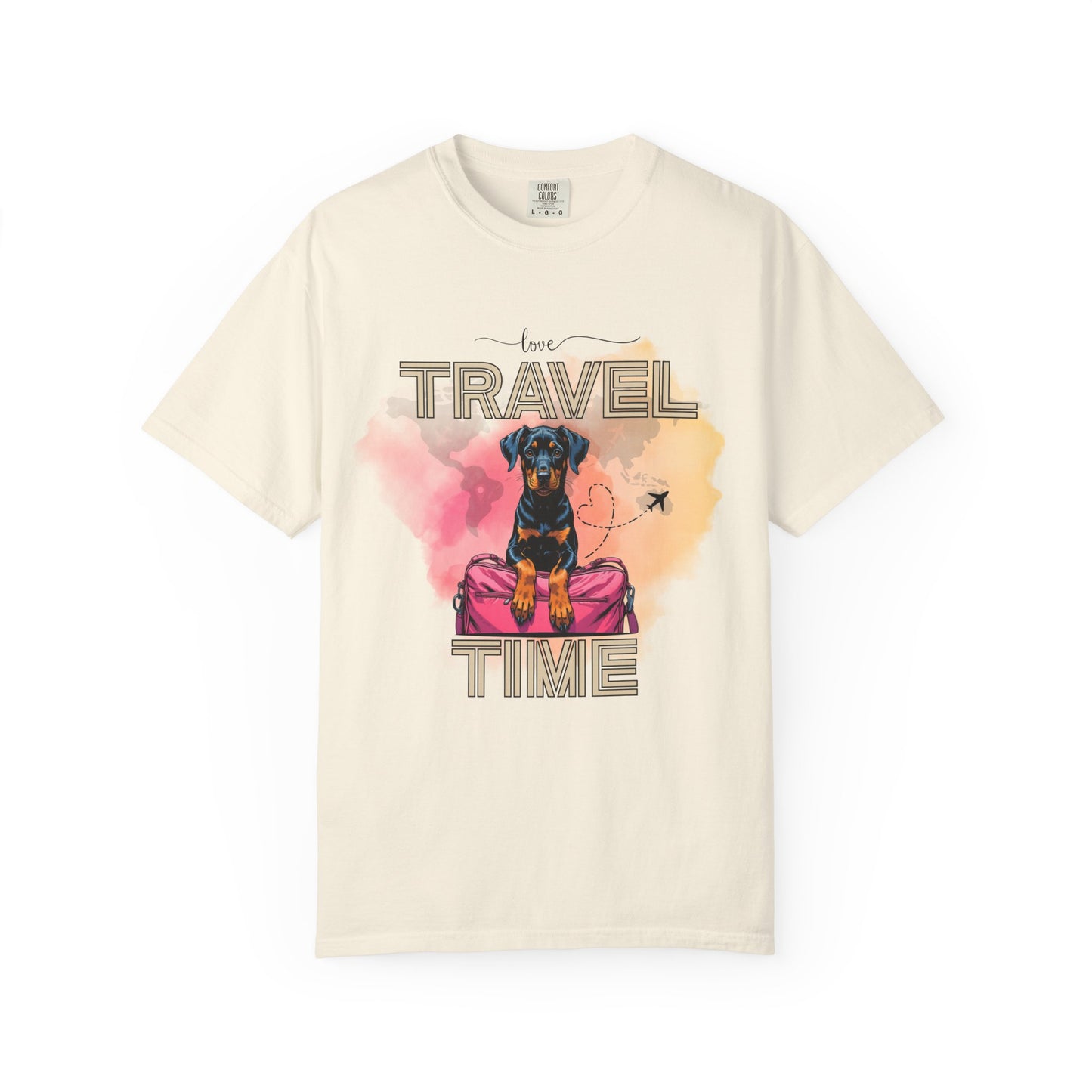 Love Travel Time Dog T-Shirt - Unisex Garment-Dyed Tee for Travel Lovers