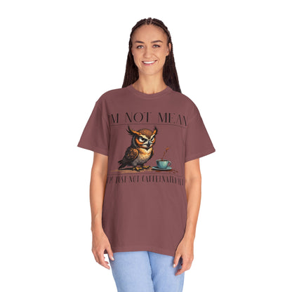 I'm Not Mean Owl T-Shirt — Funny Coffee Owl Tee for Coffee Lovers