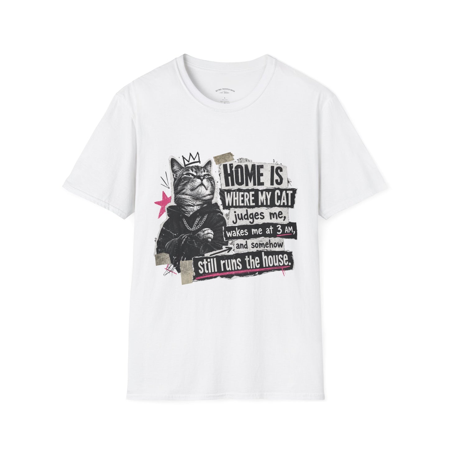 Cat T-Shirt — "Home Is Where My Cat Judges Me" Funny Graphic Tee