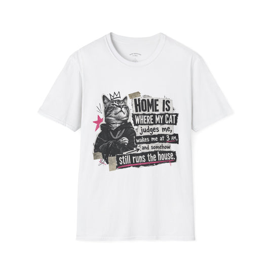 Cat T-Shirt — "Home Is Where My Cat Judges Me" Funny Graphic Tee