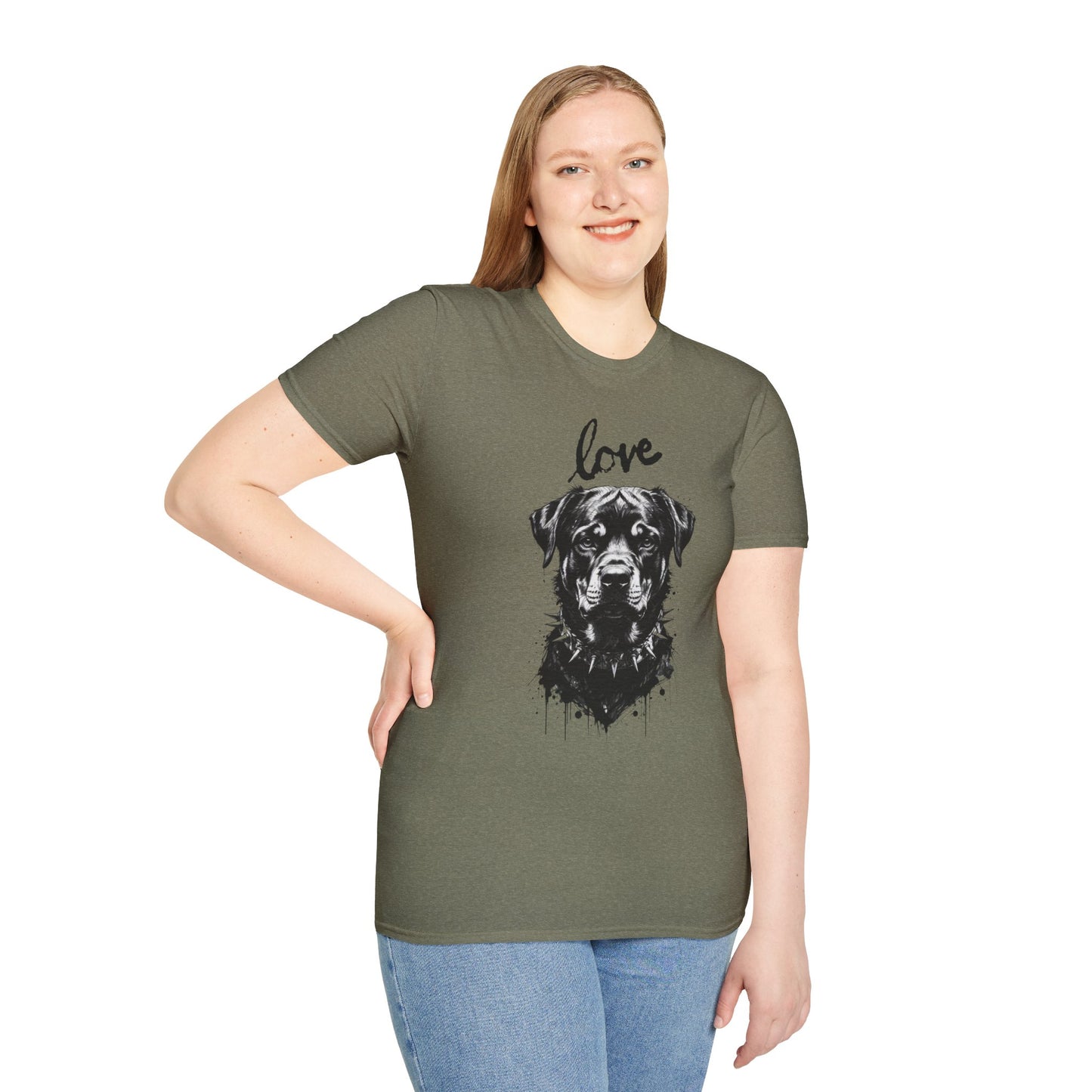 Love Rottweiler T-Shirt — Vintage Black Dog Portrait Tee for Dog Lovers