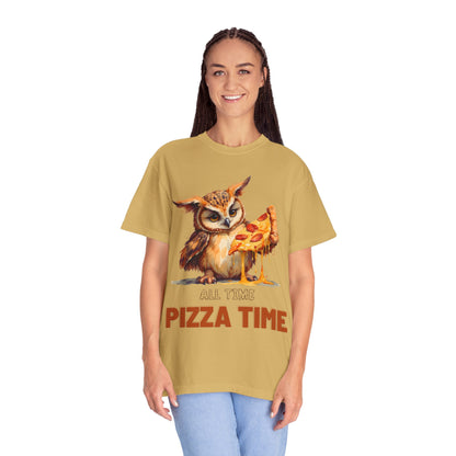 Pizza Time Owl T-Shirt — Cute Owl Eating Pizza Graphic Tee