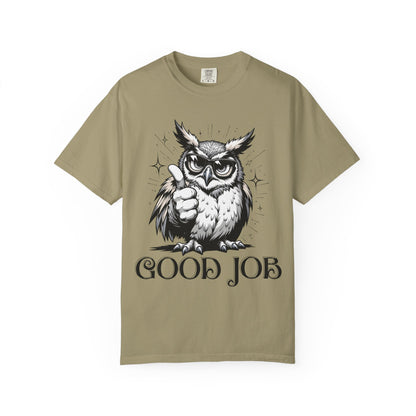 Good Job Owl T-Shirt — Thumbs-Up Retro Owl Graphic Tee