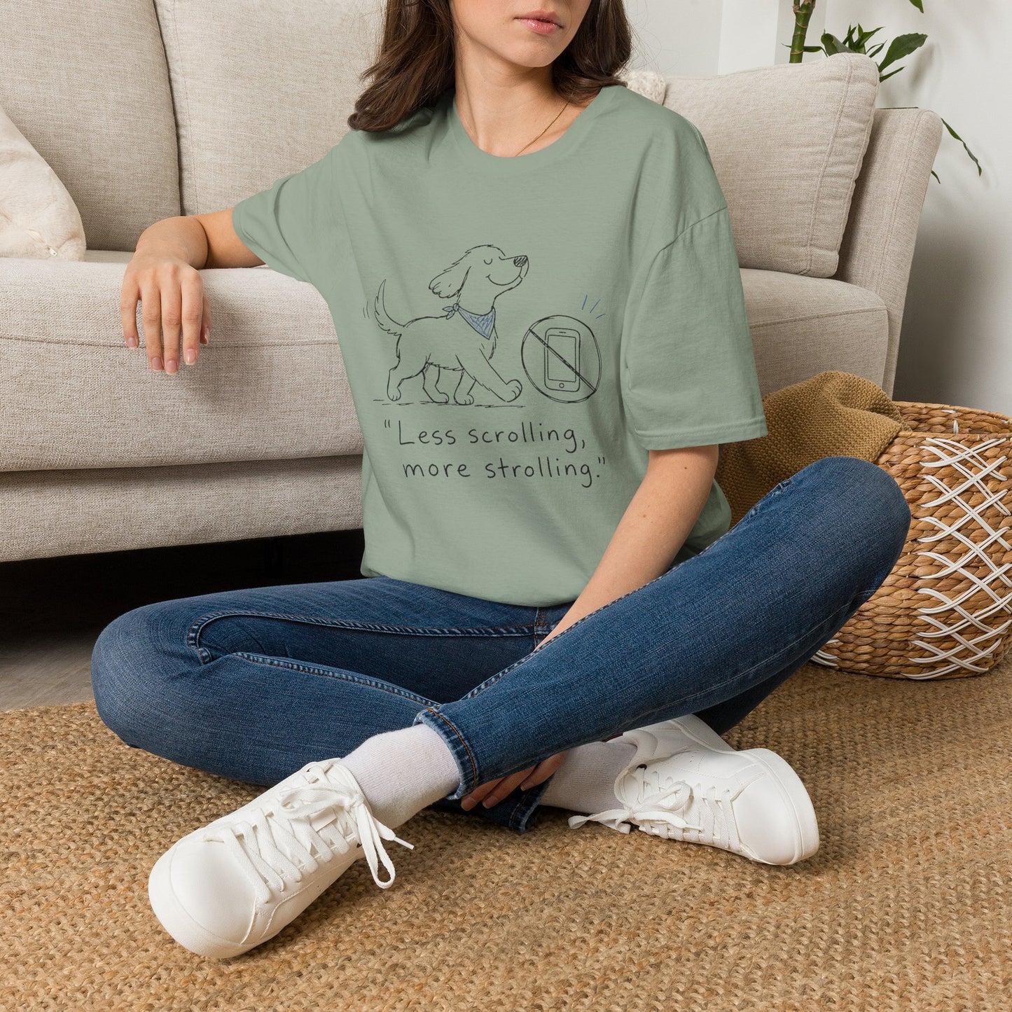 Less Scrolling, More Strolling Dog T-Shirt