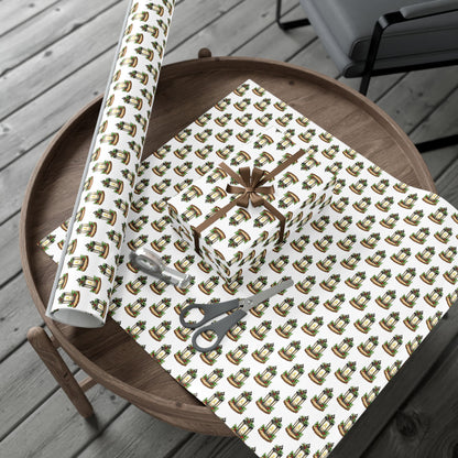 Candle Lantern Pattern Gift Wrap Paper – Holiday Botanical Wrapping Sheets