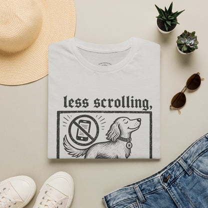 T-Shirt — "Less Scrolling, More Strolling" Dog Graphic Tee