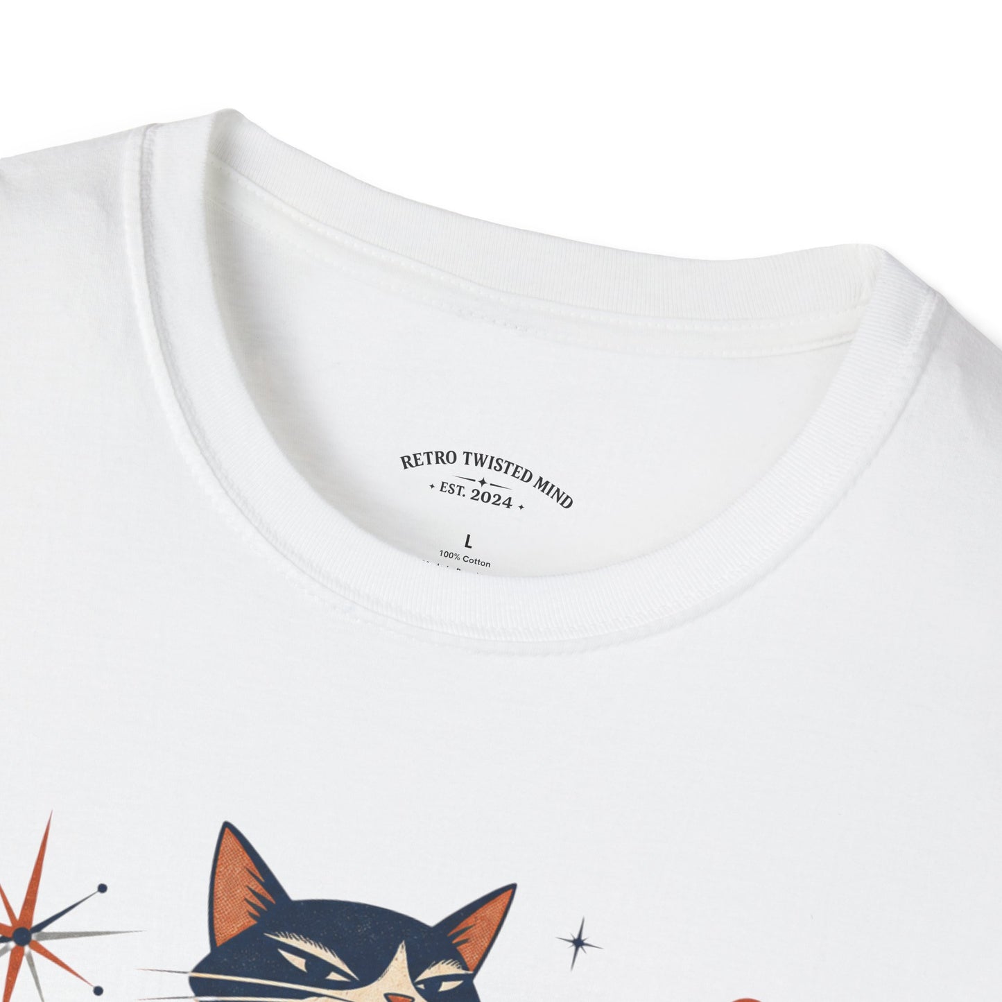 Cat Was Here First T-Shirt — Retro Mid-Century Kitty "You’re Just Visiting" Tee