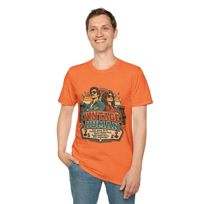 Vintage Human T-Shirt — Retro 70s Duo Graphic Tee
