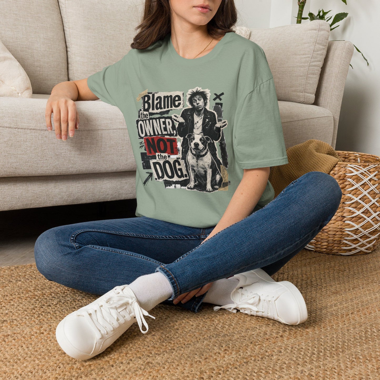 Blame the Owner Not the Dog T-Shirt - Funny Punk Dog Graphic Tee