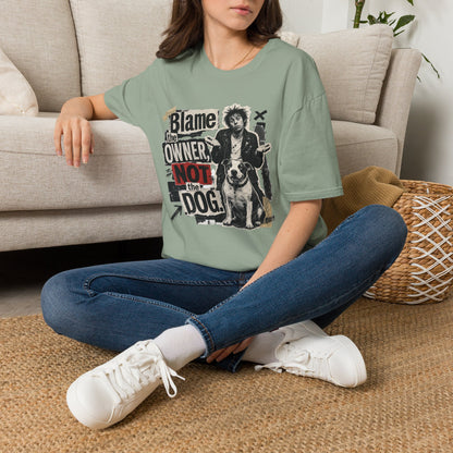 Blame the Owner Not the Dog T-Shirt - Funny Punk Dog Graphic Tee