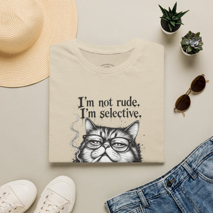 Cat Graphic T‑Shirt — "I'm Not Rude, I'm Selective" Funny Cat Tee