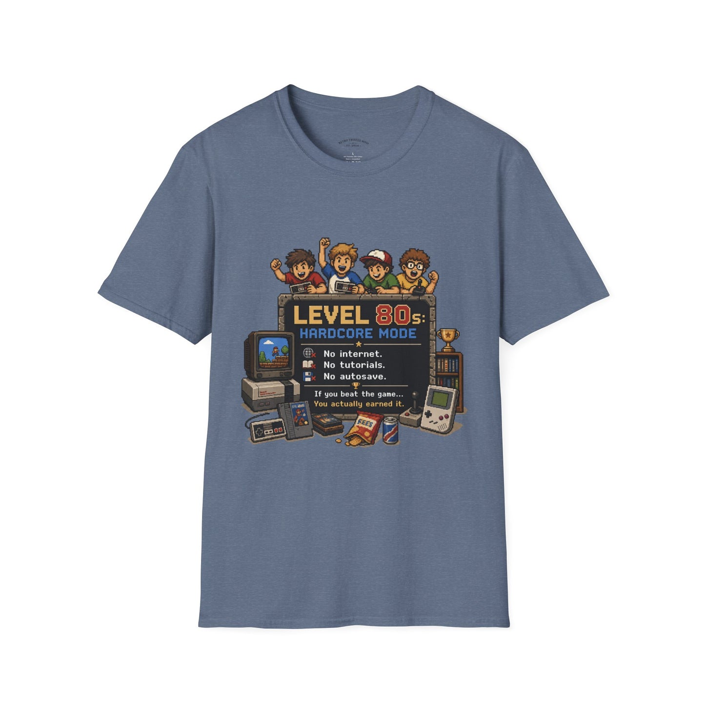 80s Level Up T-Shirt — 'Level 80s: Hardcore Mode' Retro Gaming Tee