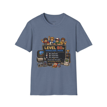 80s Level Up T-Shirt — 'Level 80s: Hardcore Mode' Retro Gaming Tee
