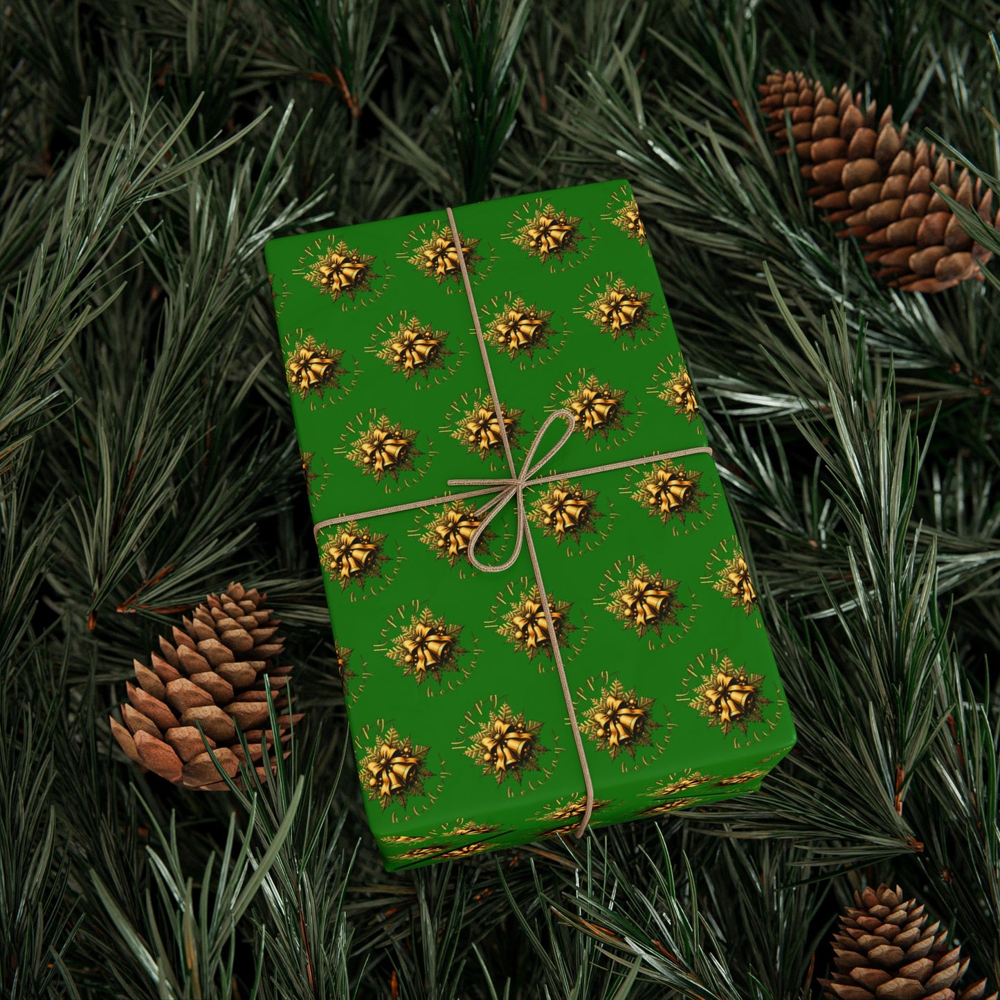 Wrapping Paper — Green Poinsettia Pattern Holiday Gift Wrap