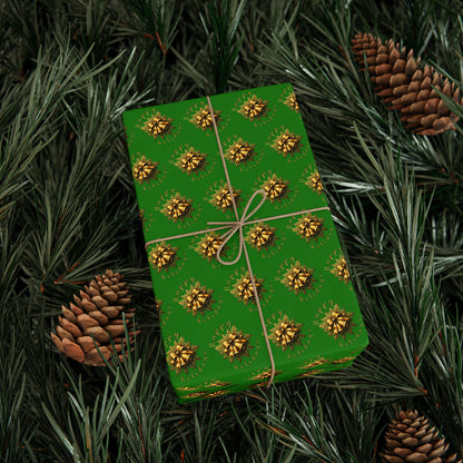 Wrapping Paper — Green Poinsettia Pattern Holiday Gift Wrap
