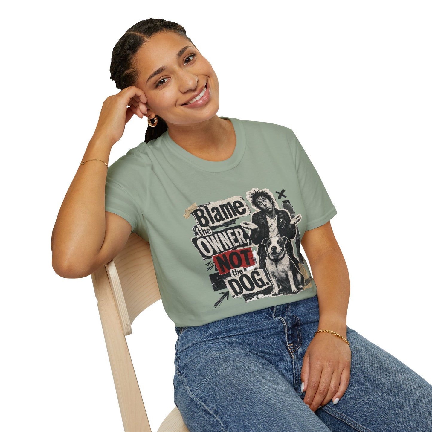 Blame the Owner Not the Dog T-Shirt - Funny Punk Dog Graphic Tee
