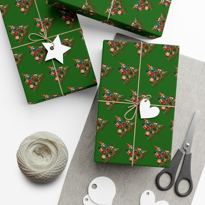 Christmas Tree Pattern Gift Wrap Paper – Festive Green Holiday Wrapping Sheets