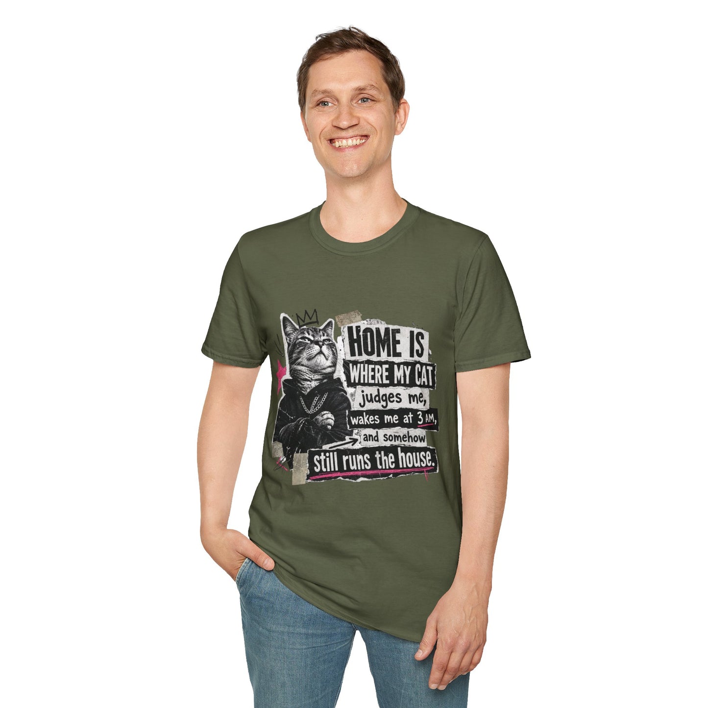 Cat T-Shirt — "Home Is Where My Cat Judges Me" Funny Graphic Tee