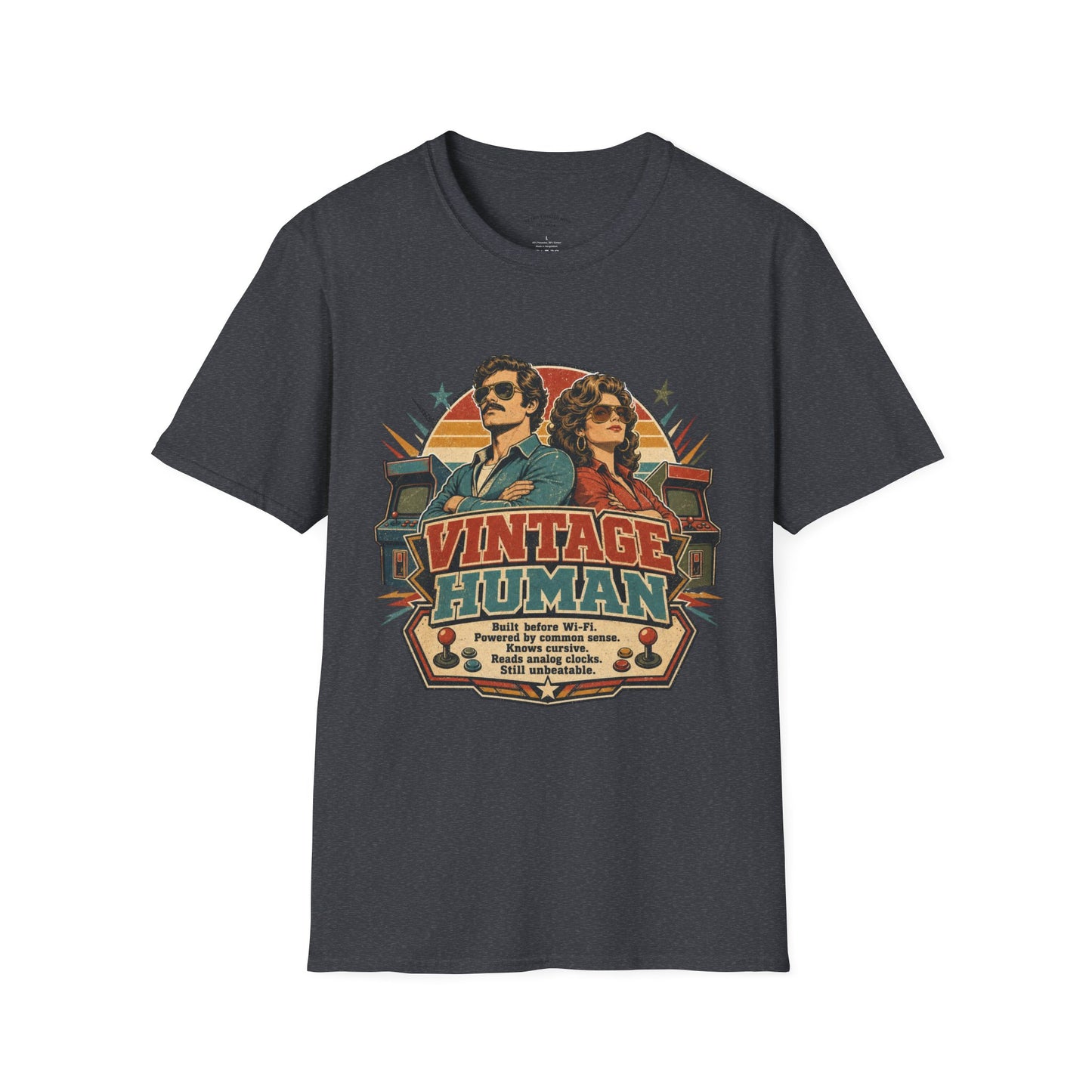 Vintage Human T-Shirt — Retro 70s Duo Graphic Tee