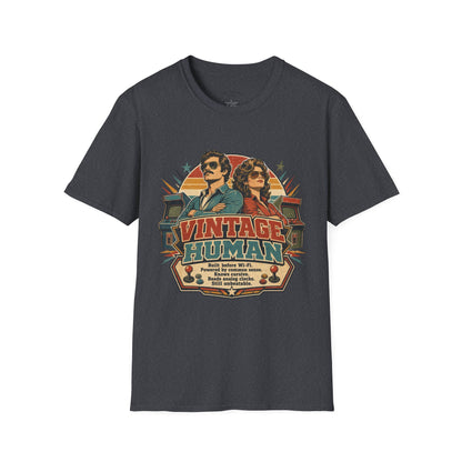 Vintage Human T-Shirt — Retro 70s Duo Graphic Tee