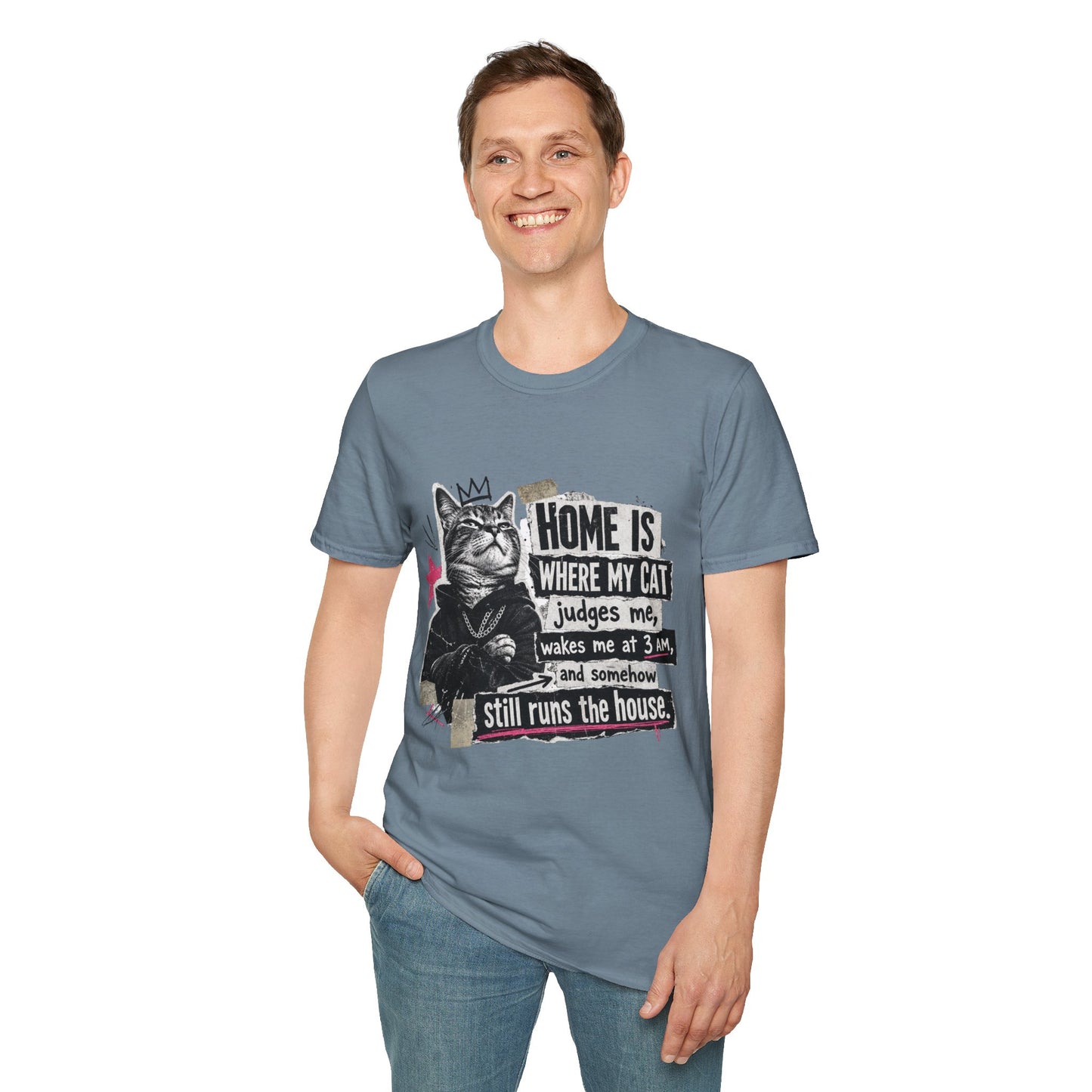 Cat T-Shirt — "Home Is Where My Cat Judges Me" Funny Graphic Tee