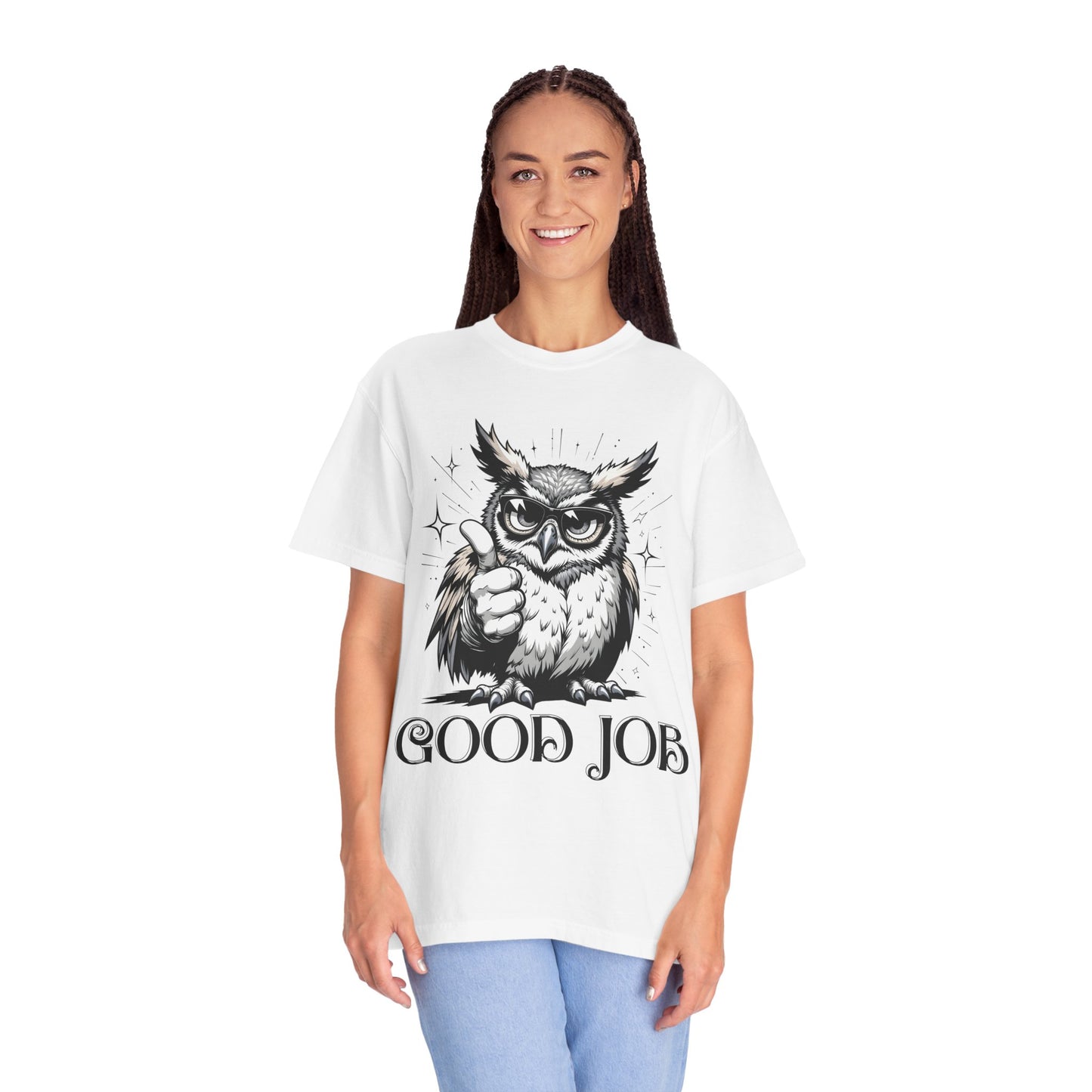 Good Job Owl T-Shirt — Thumbs-Up Retro Owl Graphic Tee