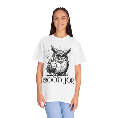 Good Job Owl T-Shirt — Thumbs-Up Retro Owl Graphic Tee
