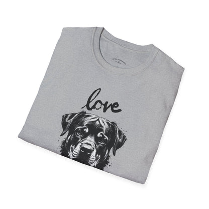 Love Rottweiler T-Shirt — Vintage Black Dog Portrait Tee for Dog Lovers