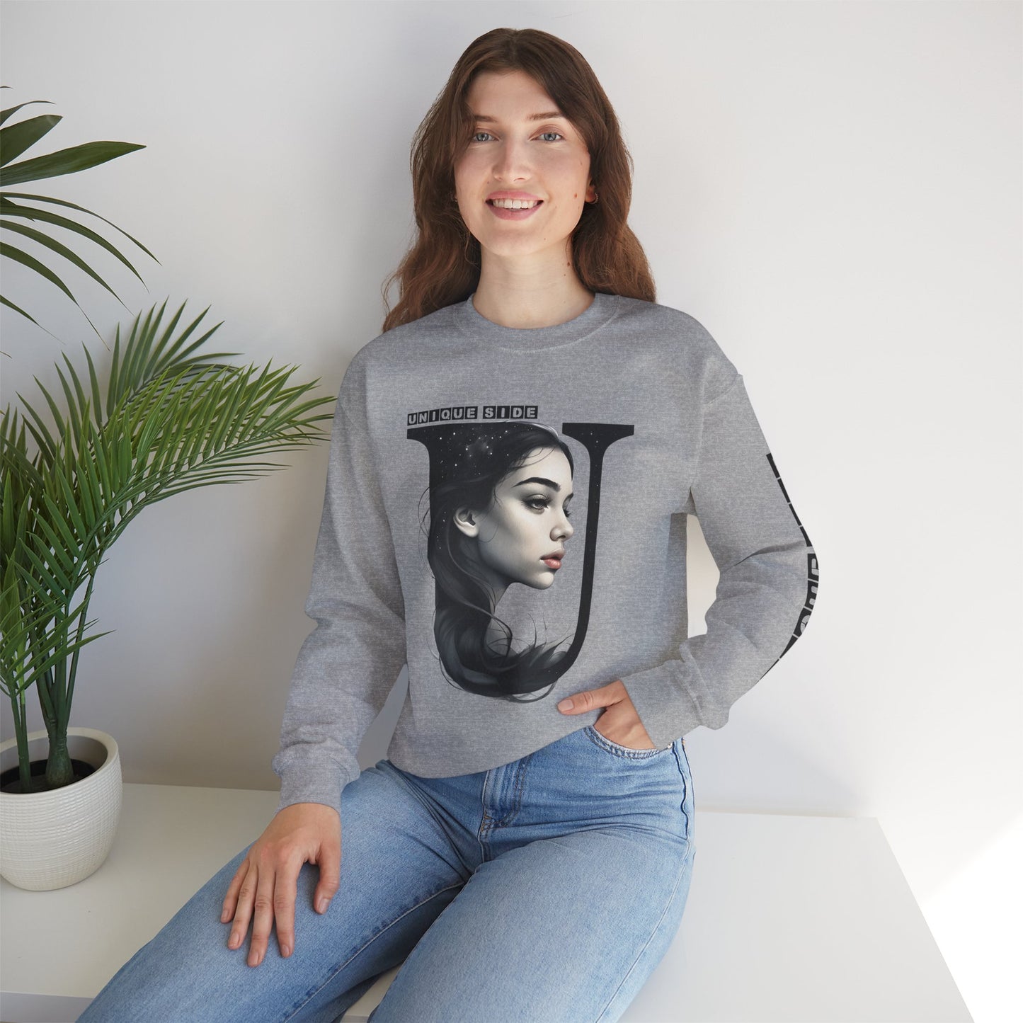 Letter U, Stylish Artistic Sweatshirt, Trendy Crewneck, Graphic Sweater, Cozy Unisex Top, Unique Gift for Art Lovers, Everyday Comfort
