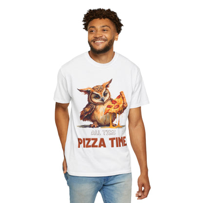 Pizza Time Owl T-Shirt — Cute Owl Eating Pizza Graphic Tee