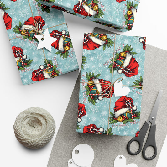 Peppermint Candy Pattern Gift Wrap Paper — Retro Red & Green Holiday Wrapping Sheets