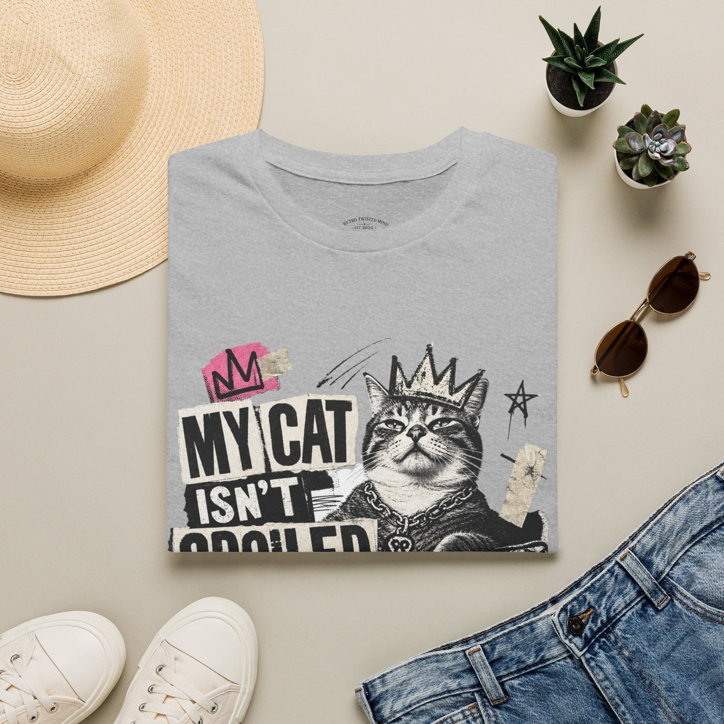 Cat T-Shirt — “My Cat Isn’t Spoiled, I’m Just Properly Trained” Graphic Tee
