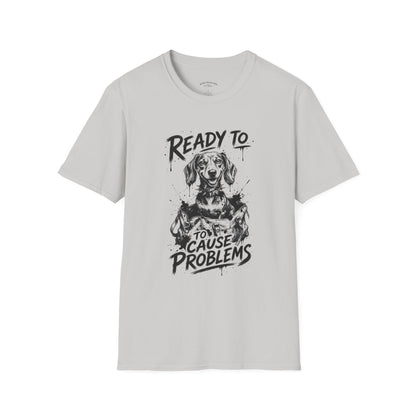 Ready To Cause Problems Dog T-Shirt — Funny Dachshund Graphic Tee