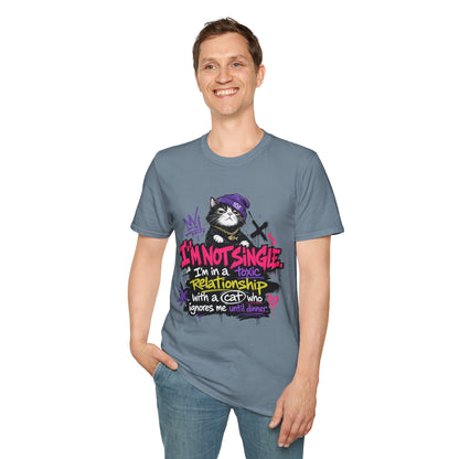 T‑Shirt — “I’m Not Single: I’m in a Toxic Relationship with a Cat” Graphic Tee