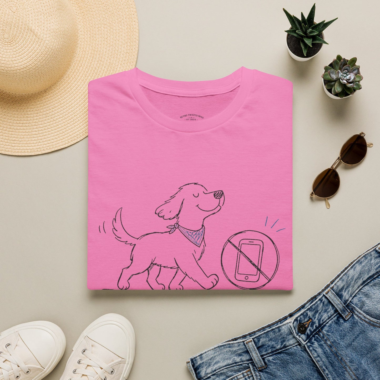 Less Scrolling, More Strolling Dog T-Shirt
