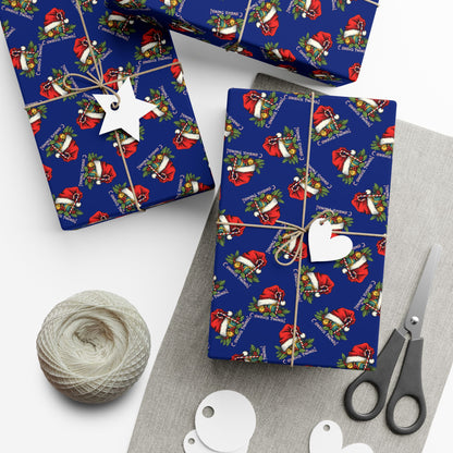 Christmas Gift Wrap Paper — Santa Sleigh & Presents Pattern