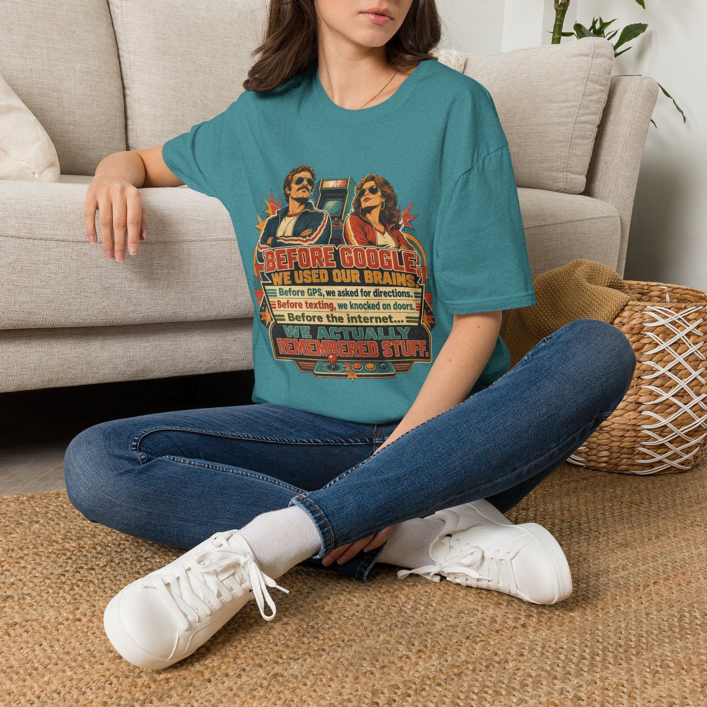 Before Google T-Shirt — Retro Vintage "We Used Our Brains" Graphic Tee