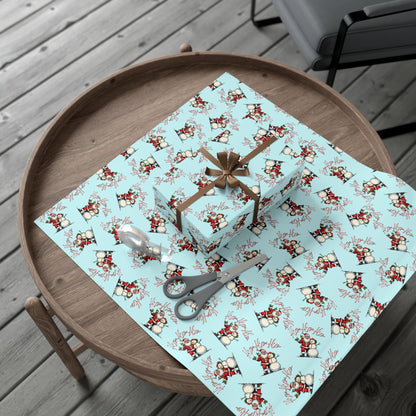 Christmas Snowman Gift Wrap Paper – Light Blue Holiday Wrapping Sheets